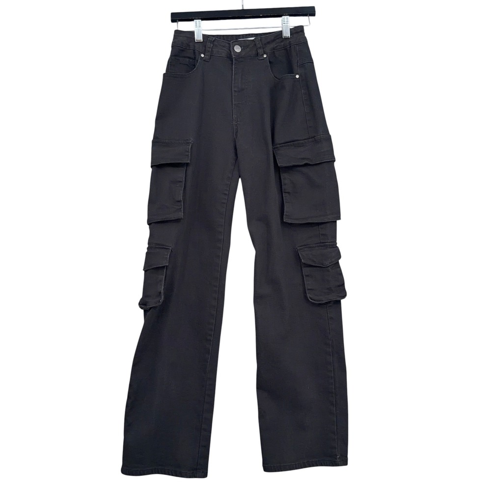 Disclosure Cargo Pants Womens 5/27 Cotton Spandex Black Straight Leg Utility